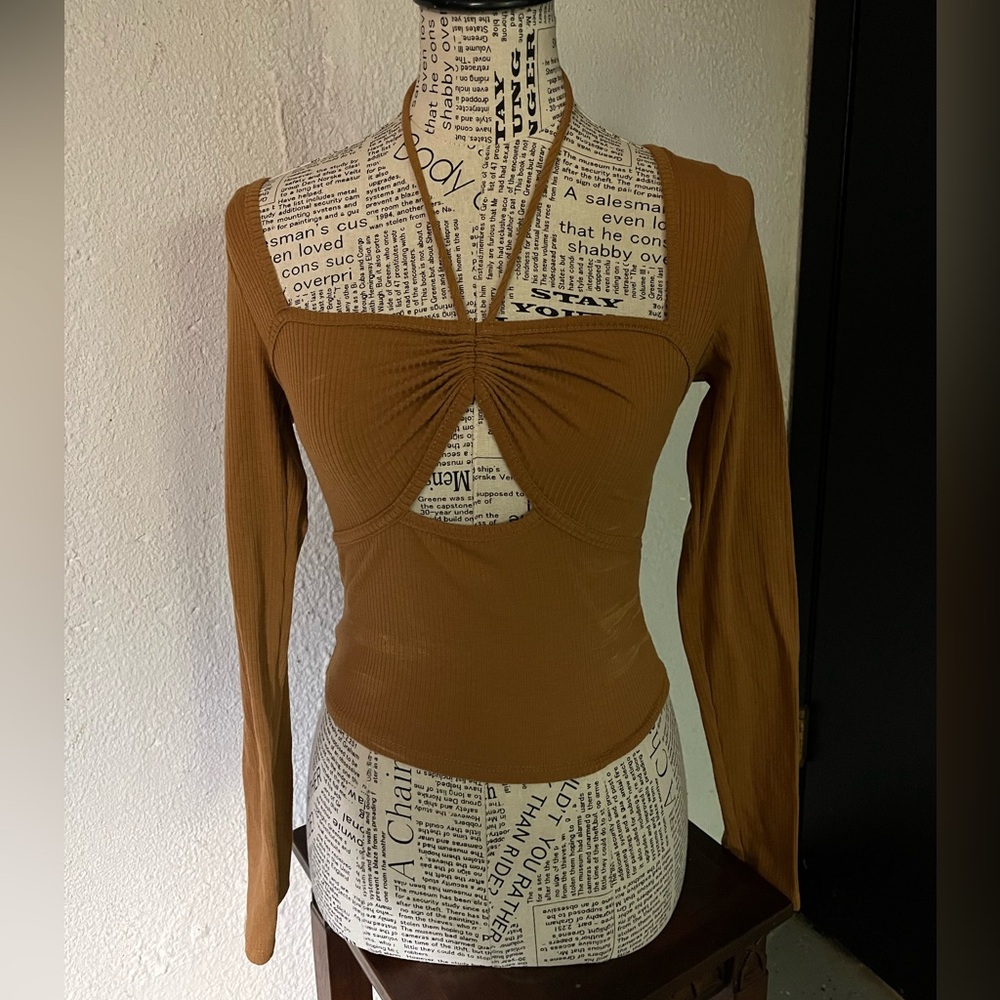 Brown Long Sleeve Women's Top